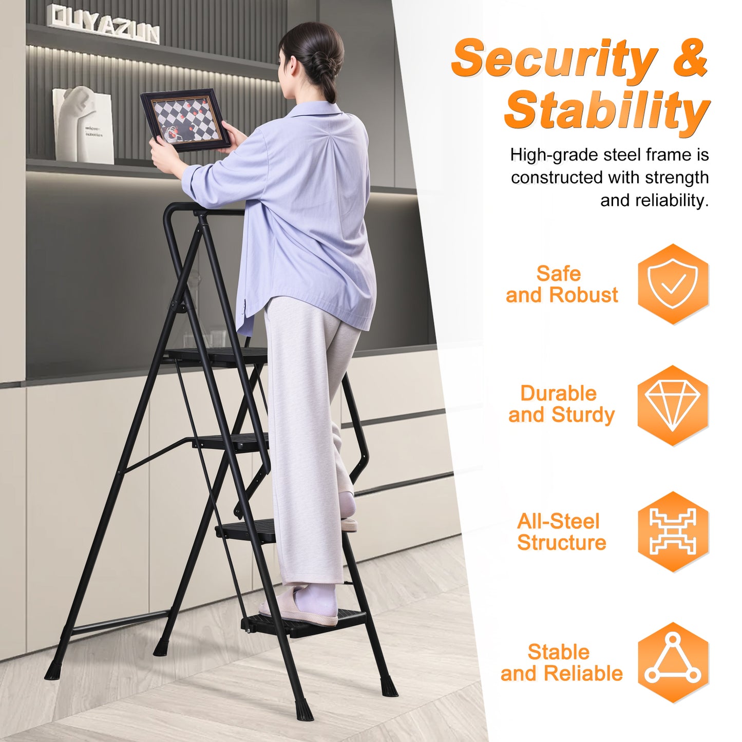 Multi-Purpose Foldable Step Ladder with Anti-Slip Feet - Space Saving & Safe
