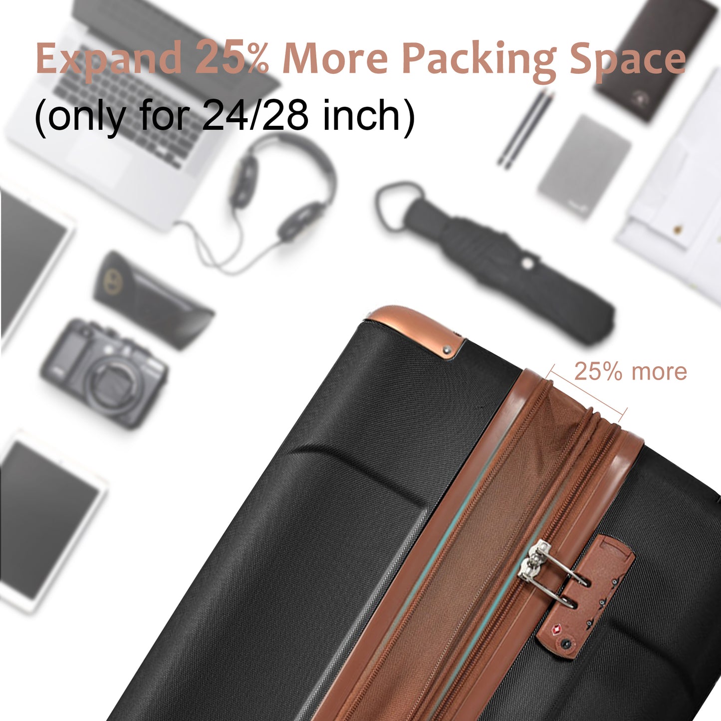28-Inch Expandable Hardshell Luggage - Lightweight ABS Suitcase