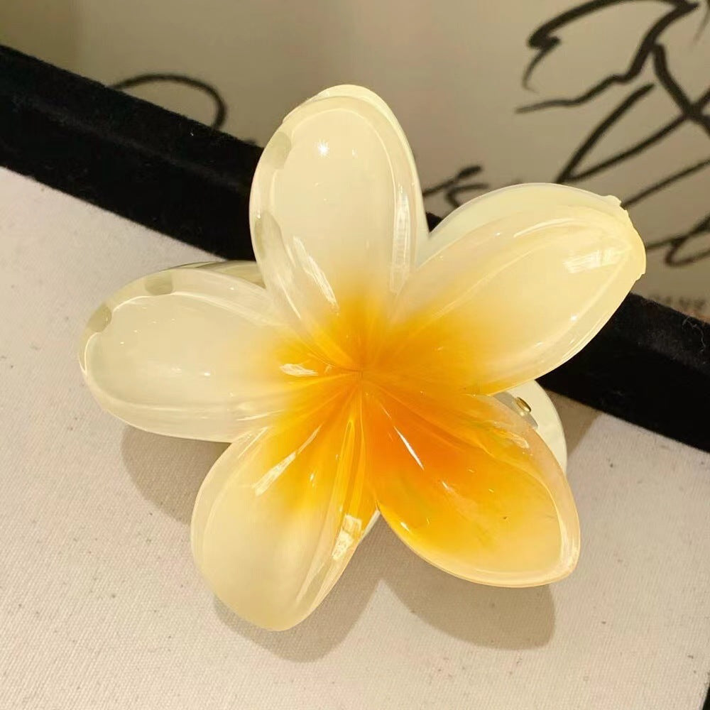 Colorful Plumeria Flower Barrettes - 6 Pc Set