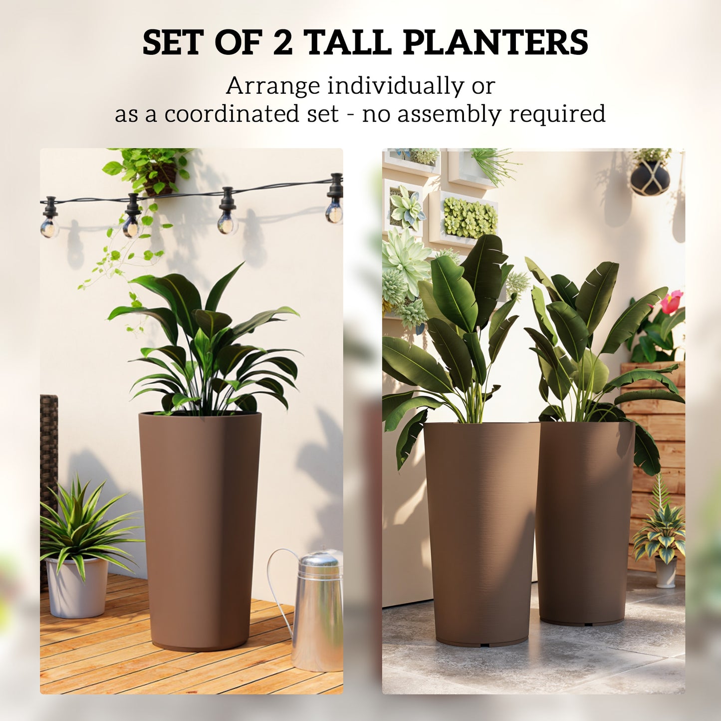 29 Inch Outdoor Plant Pots Set of 2 Weather-Resistant Large Flower Planters