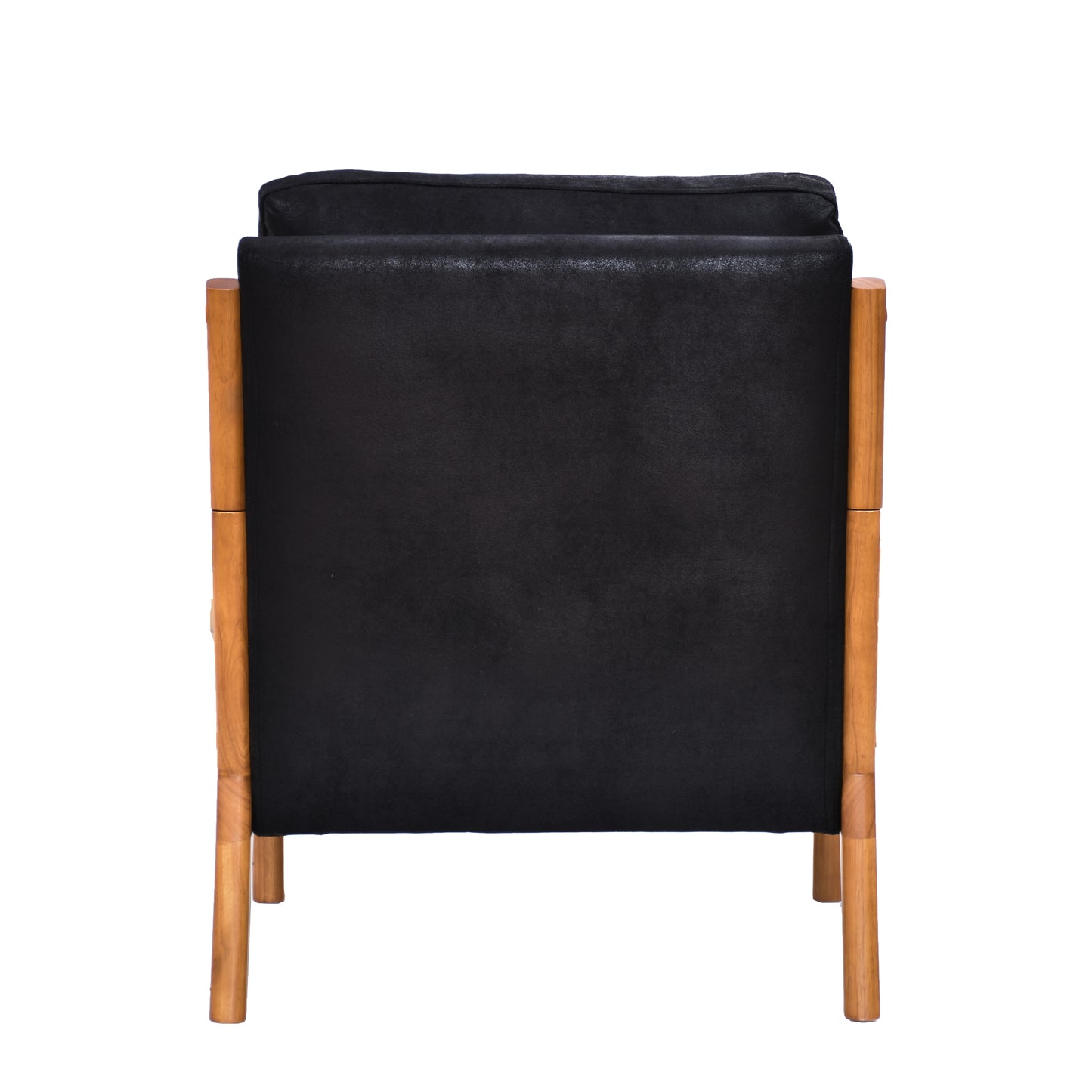 Mid-Century Modern Black Foil Fabric Wood Armchair