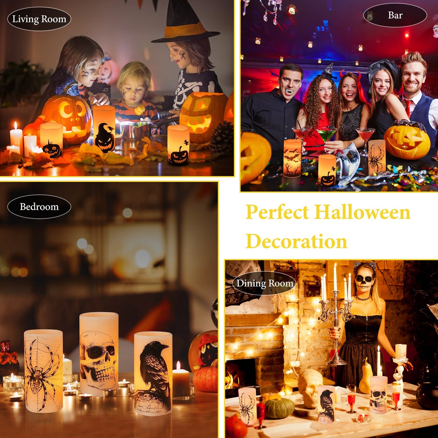 Halloween Flameless Candle Set with Timer - 3 Pack