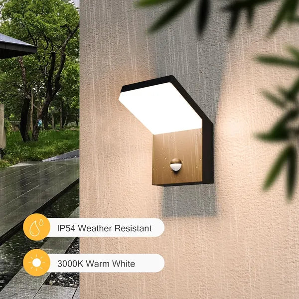 Outdoor LED Wall Light with Motion Sensor - Black Wall Sconce Lamp