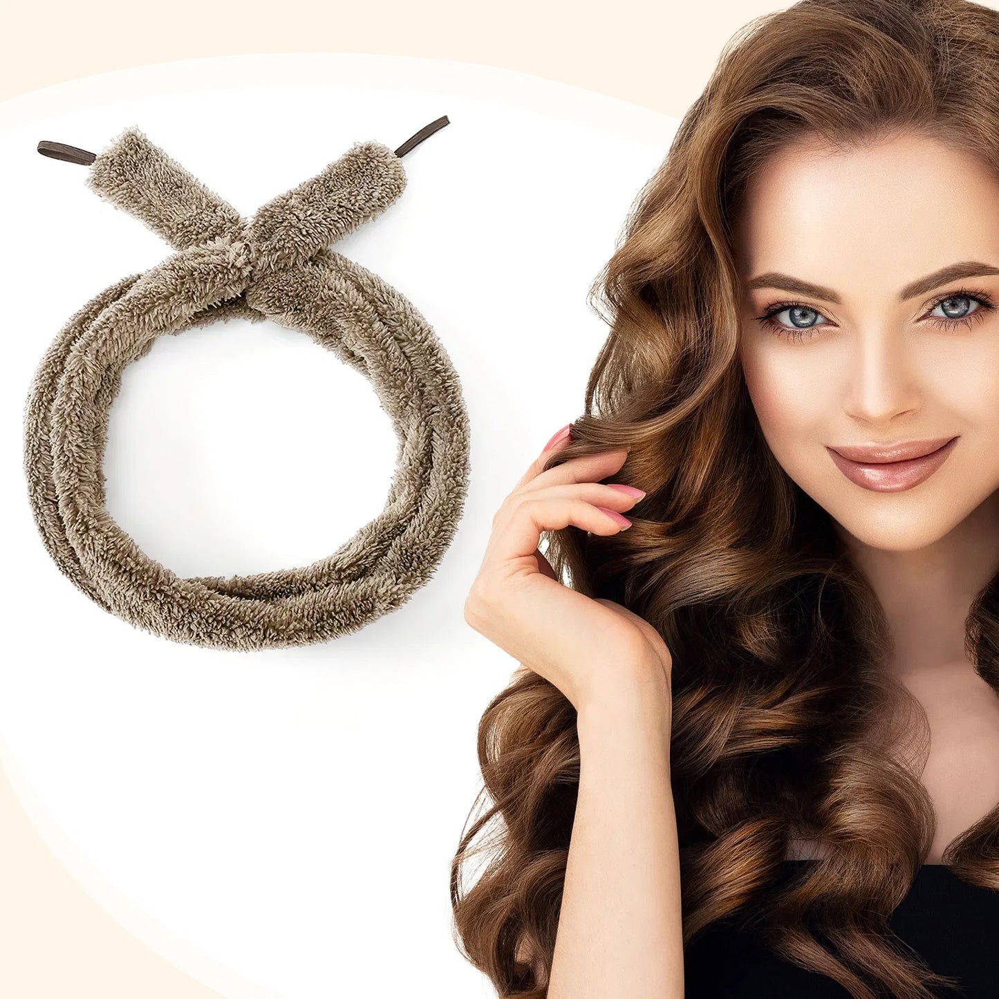 Satin Heatless Hair Curler Set - Overnight Wave Styling - Coffee