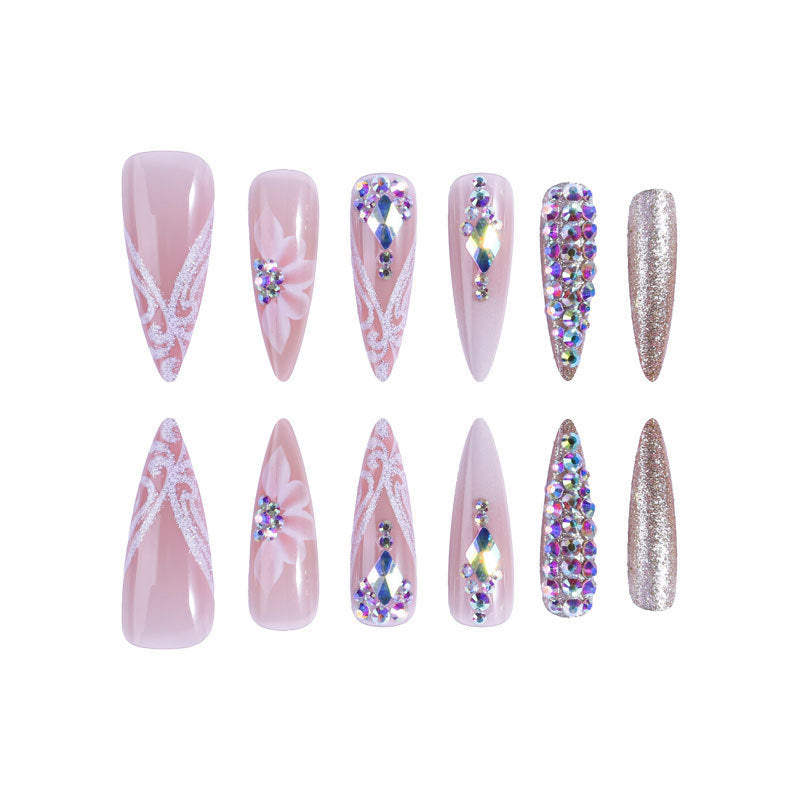 Fake Nail Patch Flower Armor for Nail Art - White & Jelly Glue