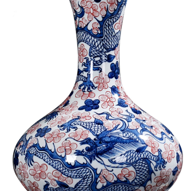 Blue Porcelain Vase - 31cm Ceramic Animal Home Decor Gift