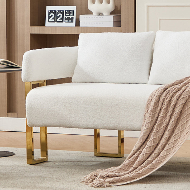 Modern Decorative Chair with Gold Metal Legs - White