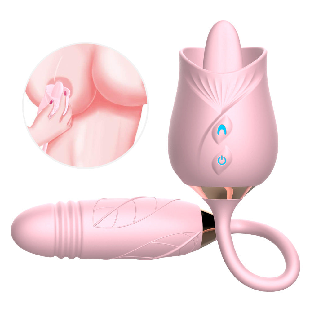 Women's Electric Rose Flower Shape Vibration Massage Tool - Telescopic & Relaxation