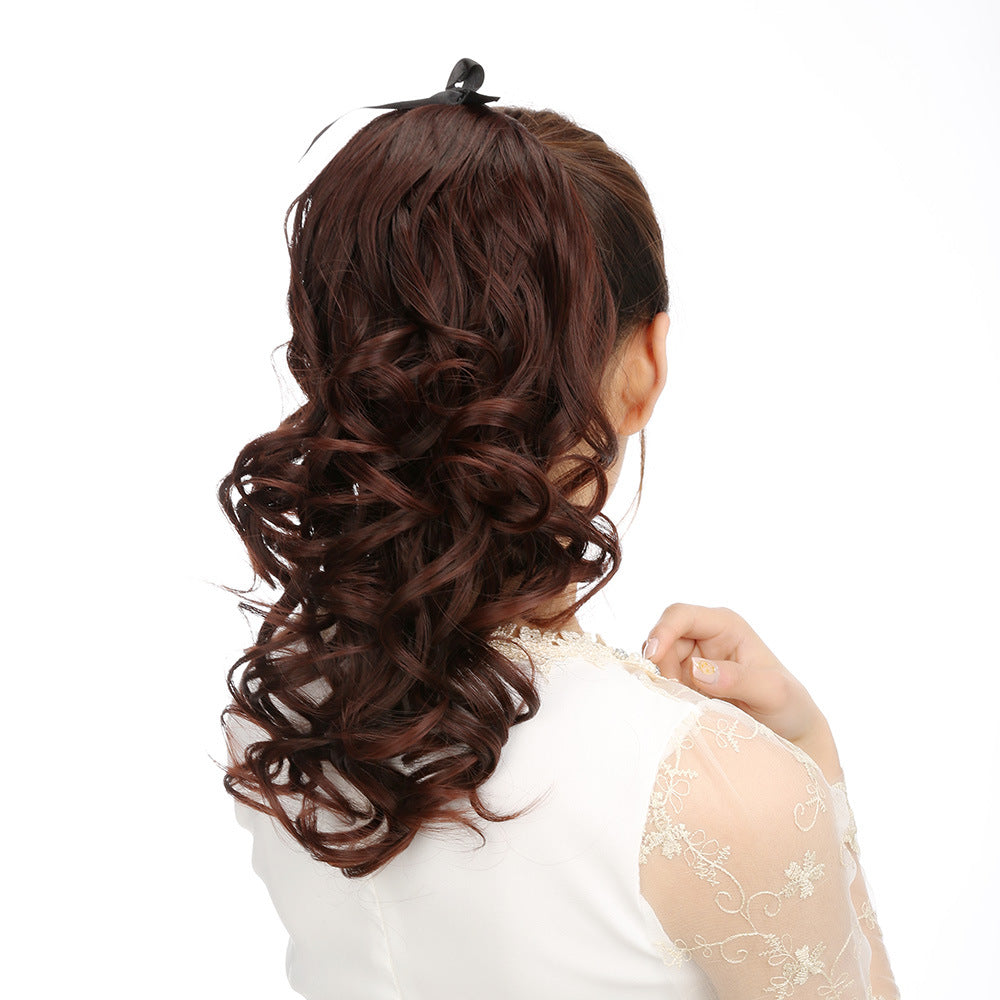 Dark Brown 40cm Ponytail Wig for Women Braid and Tie Hair Extension