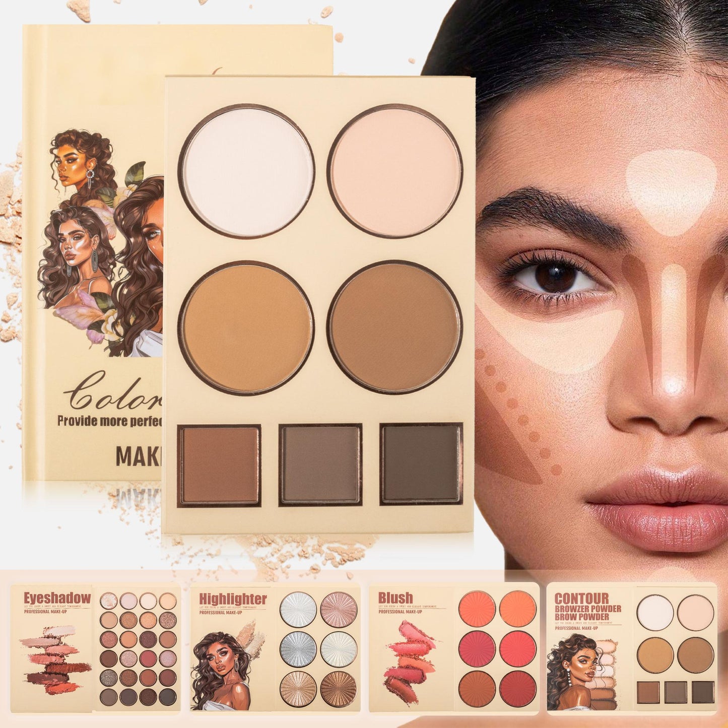 63-Color All-in-One Makeup Palette - Eyeshadow, Blush, Highlighter & Contour