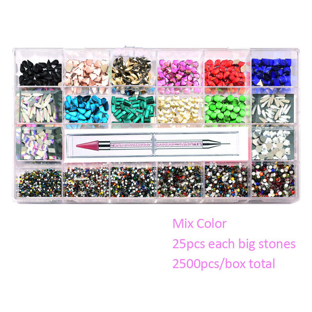 Nail Art Drill Kit with Glass Diamond Organizer Box