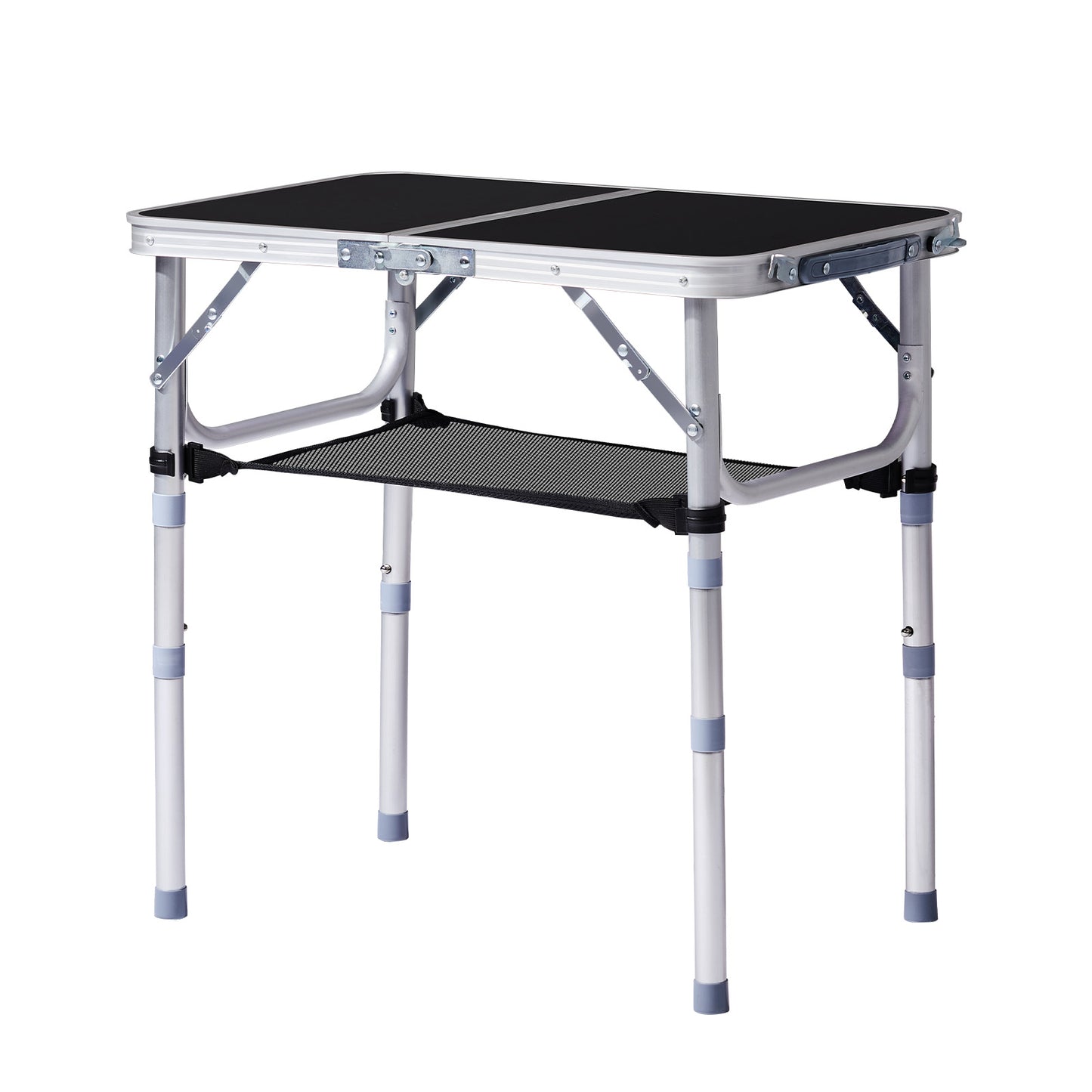 Adjustable Height Foldable Aluminum Outdoor Side Table - Black