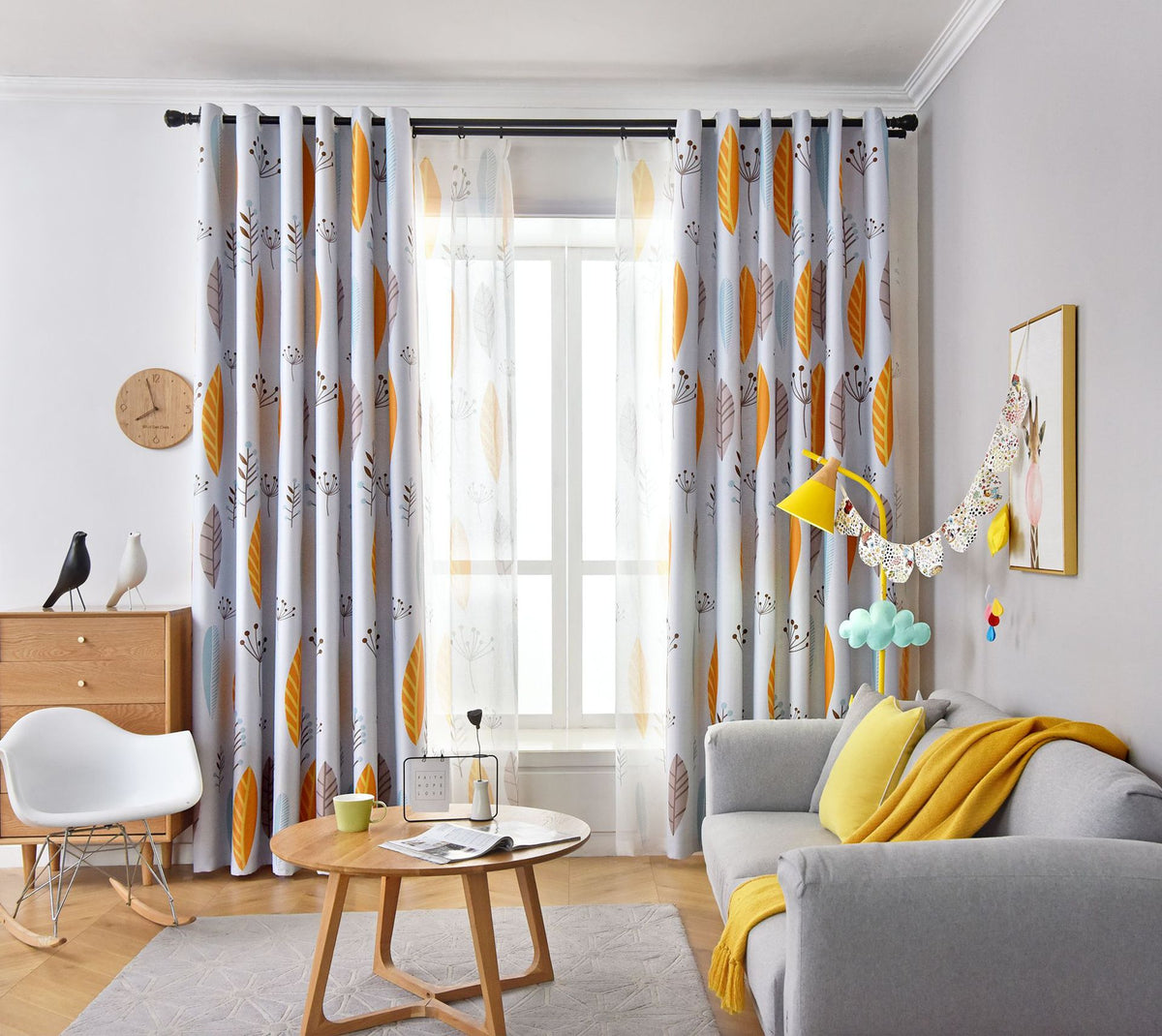 Nordic Style Leaf-Shading Curtain for Bedroom & Living Room - Modern Home Textile