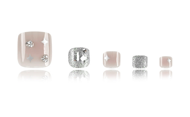 Diamond Embedded Star Nail Stickers - Detachable Toenail Art Decals