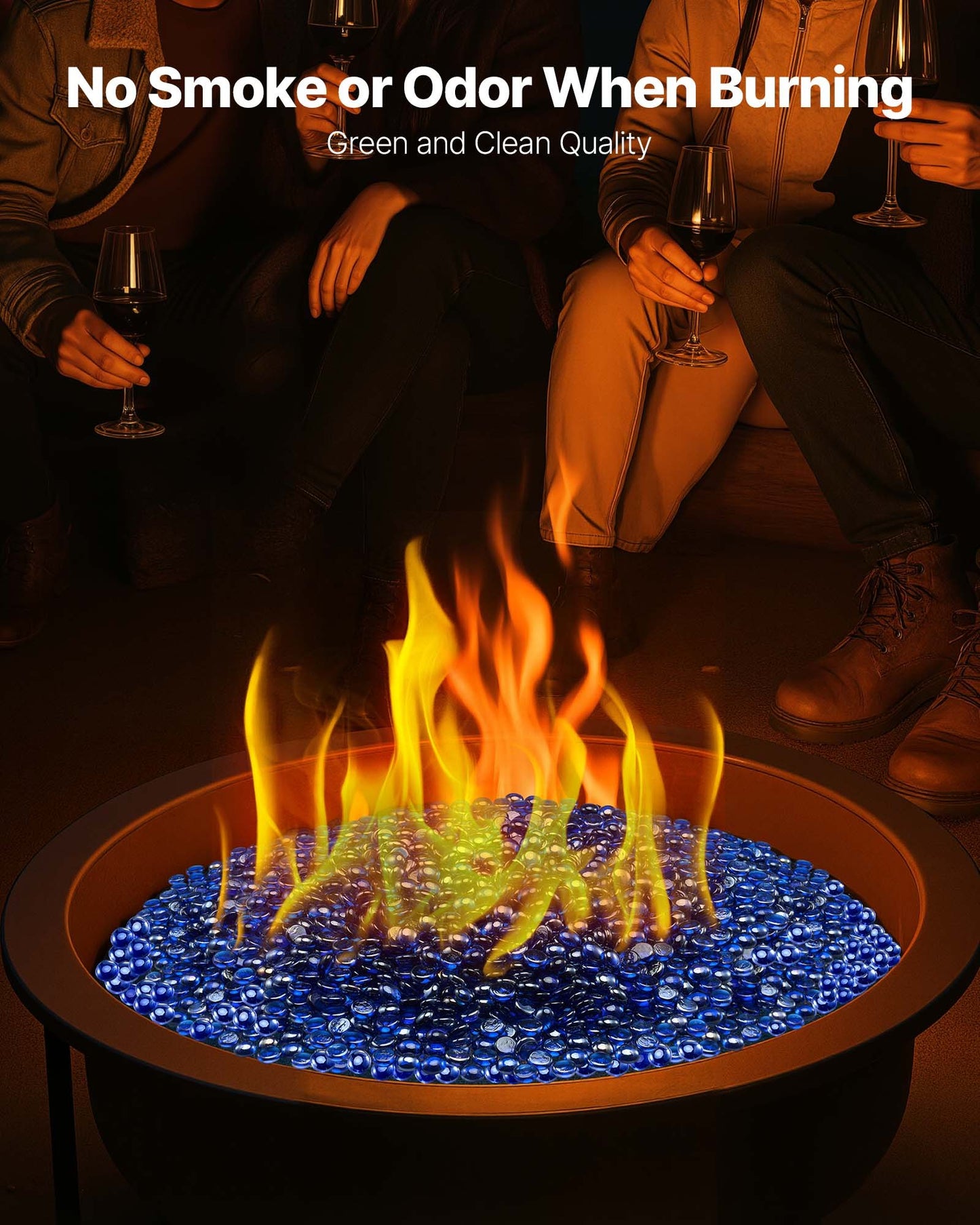 10 Lb Cobalt Blue Fire Glass Rocks for Fire Pit - High-Temperature Fireplace Decor