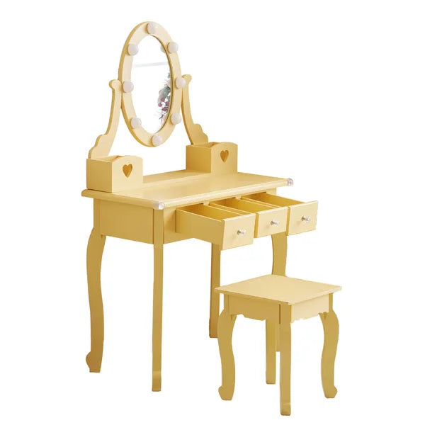 Kids Vanity Set with Mirror and Lights - Macaroon Orange