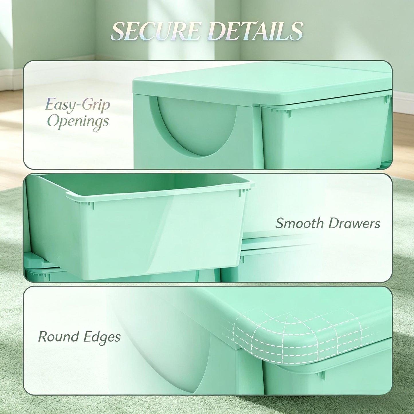 Vertical Drawer Unit Toy Organizer - Green Storage Tower