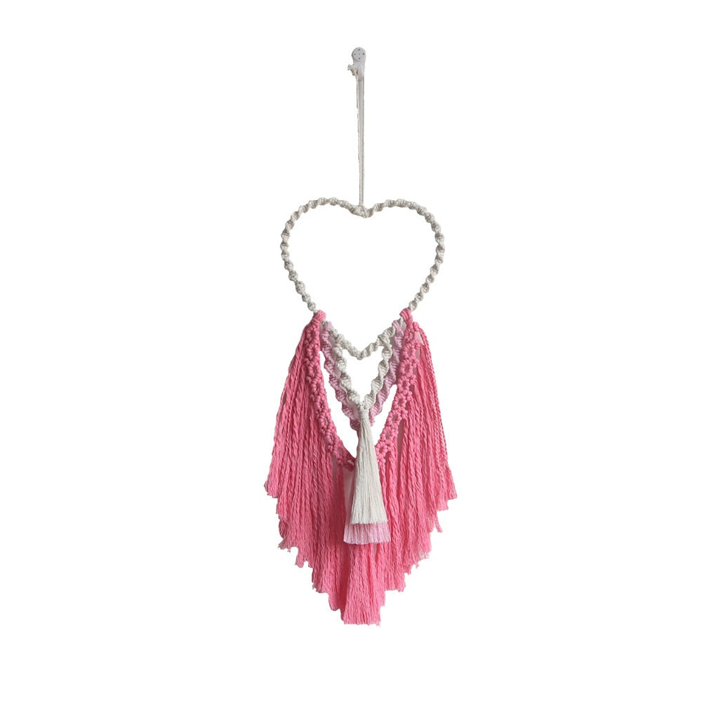 Heart Shaped Hand-Woven Fabric Tapestry Love Pendant for Home & Decor