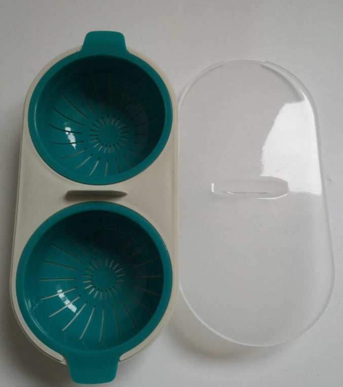 Microwave Egg Poacher Set Food Grade Cookware Double Cup Egg Boiler Kitchen Steaming Tools