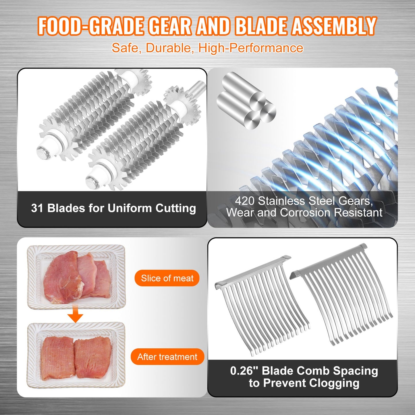 Manual Meat Tenderizer with 31 Blades - Heavy Duty Stainless Steel