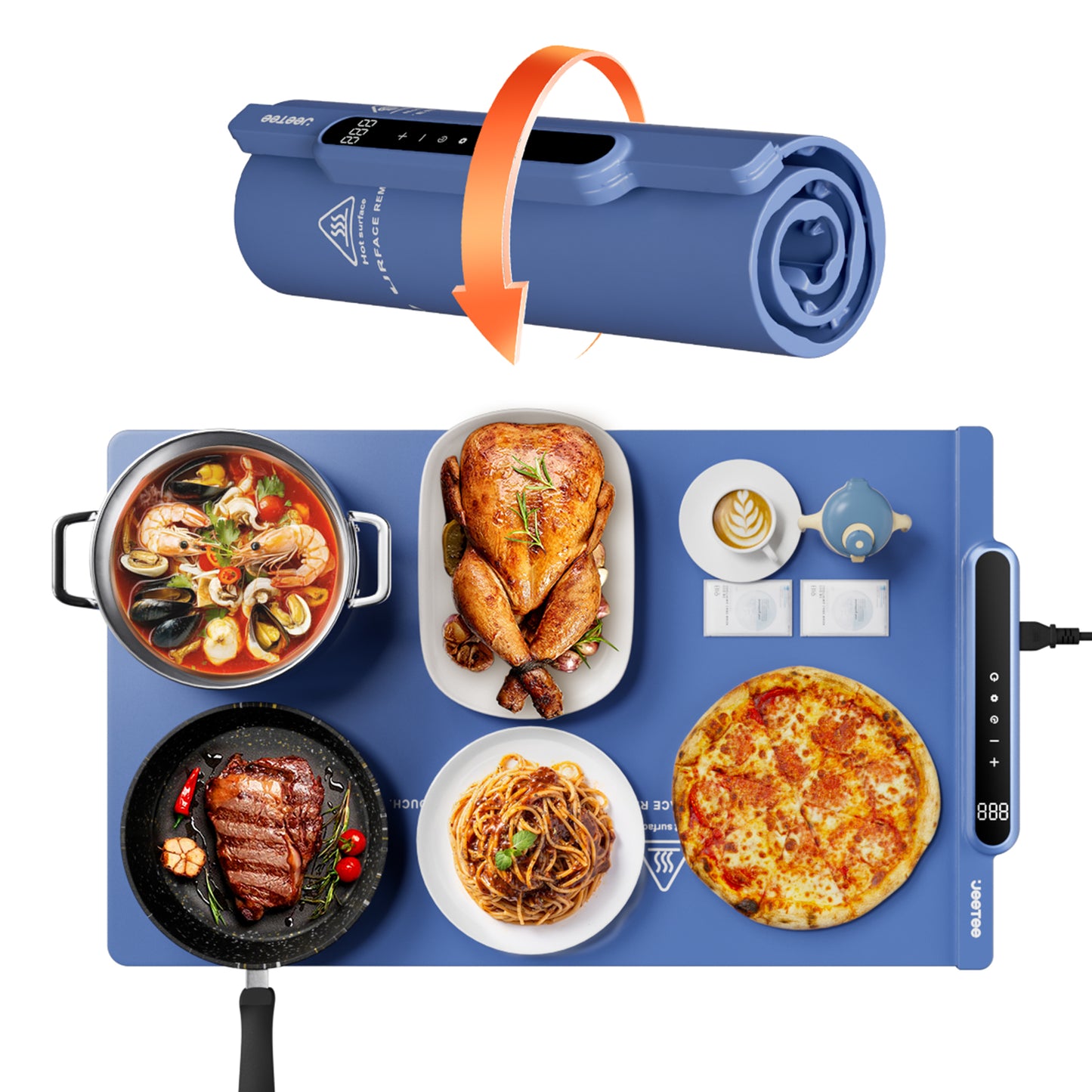 Silicone Food Heating Pad with 10 Temperature Settings, Foldable Kitchen Table Warmer