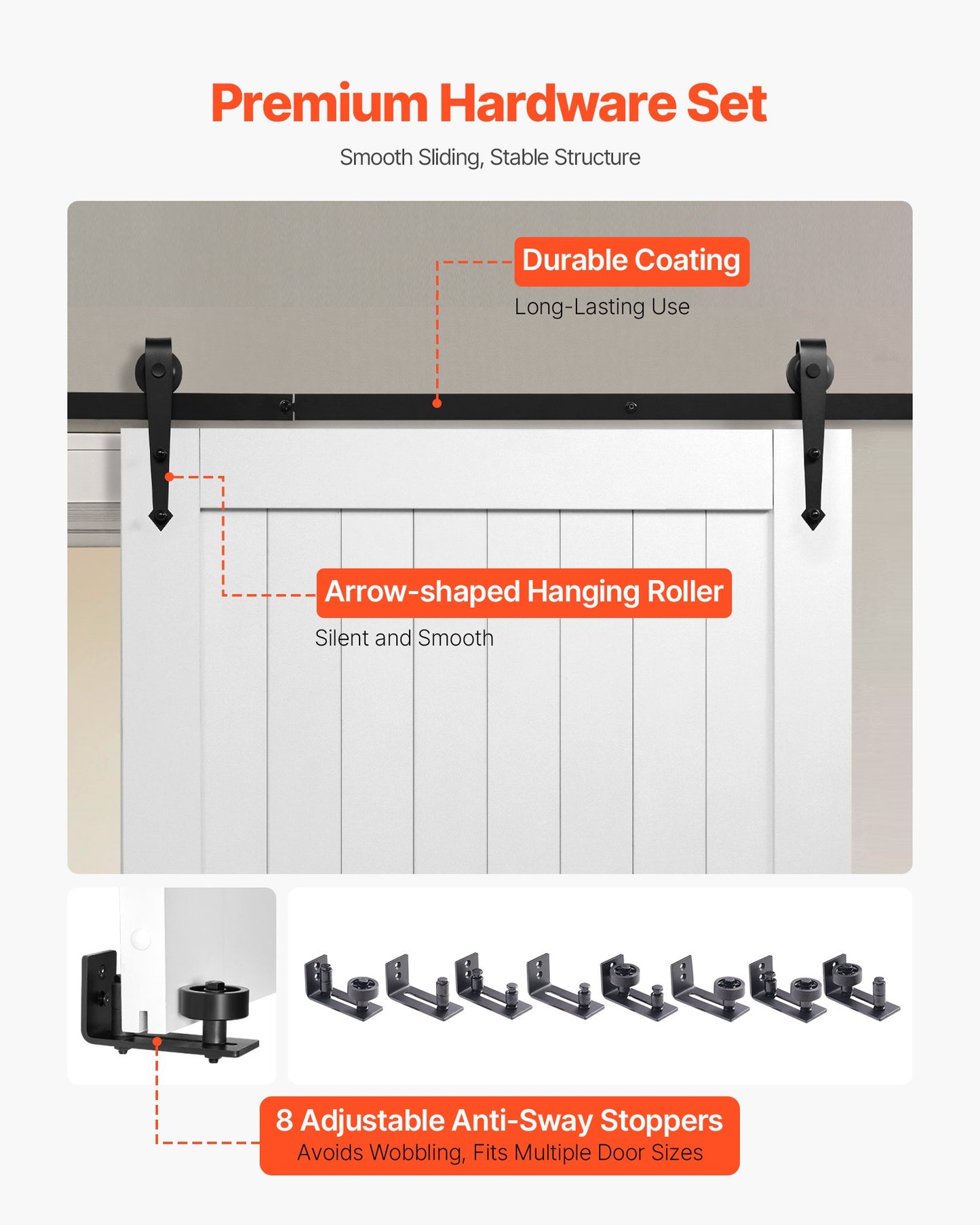 42x84 Inch Sliding Barn Door with Hardware Kit, Waterproof MDF Panel, Easy Installation