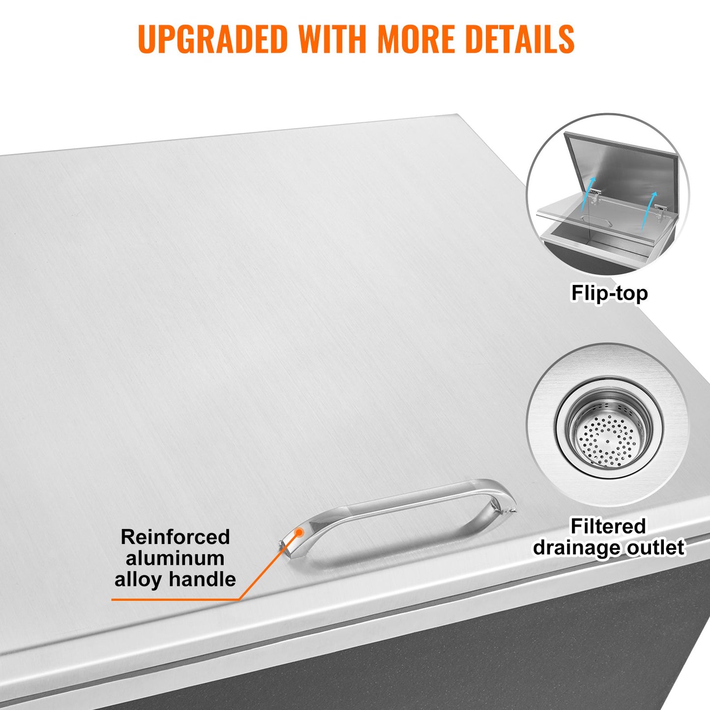 40 Qt Drop-In Stainless Steel Ice Chest - Outdoor Kitchen Cooler