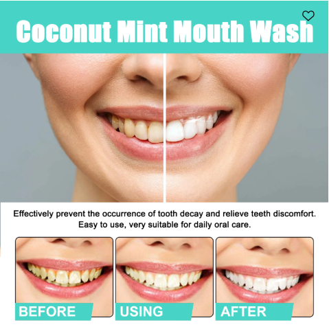 Coconut Mint Whitening Mouthwash for Fresh Breath and Oral Care