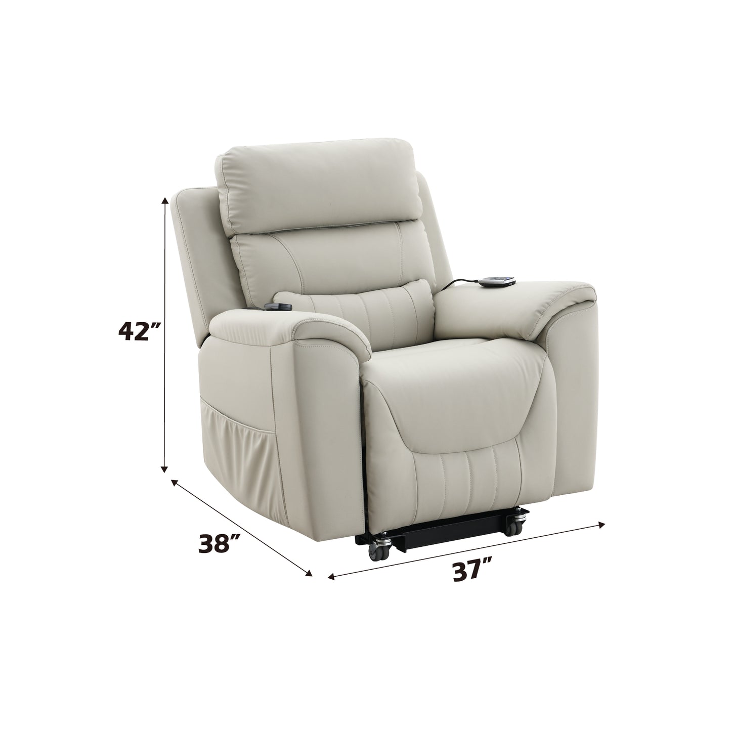 Light Gray Power Motion Recliner Chair with Lift, Heating & Massage