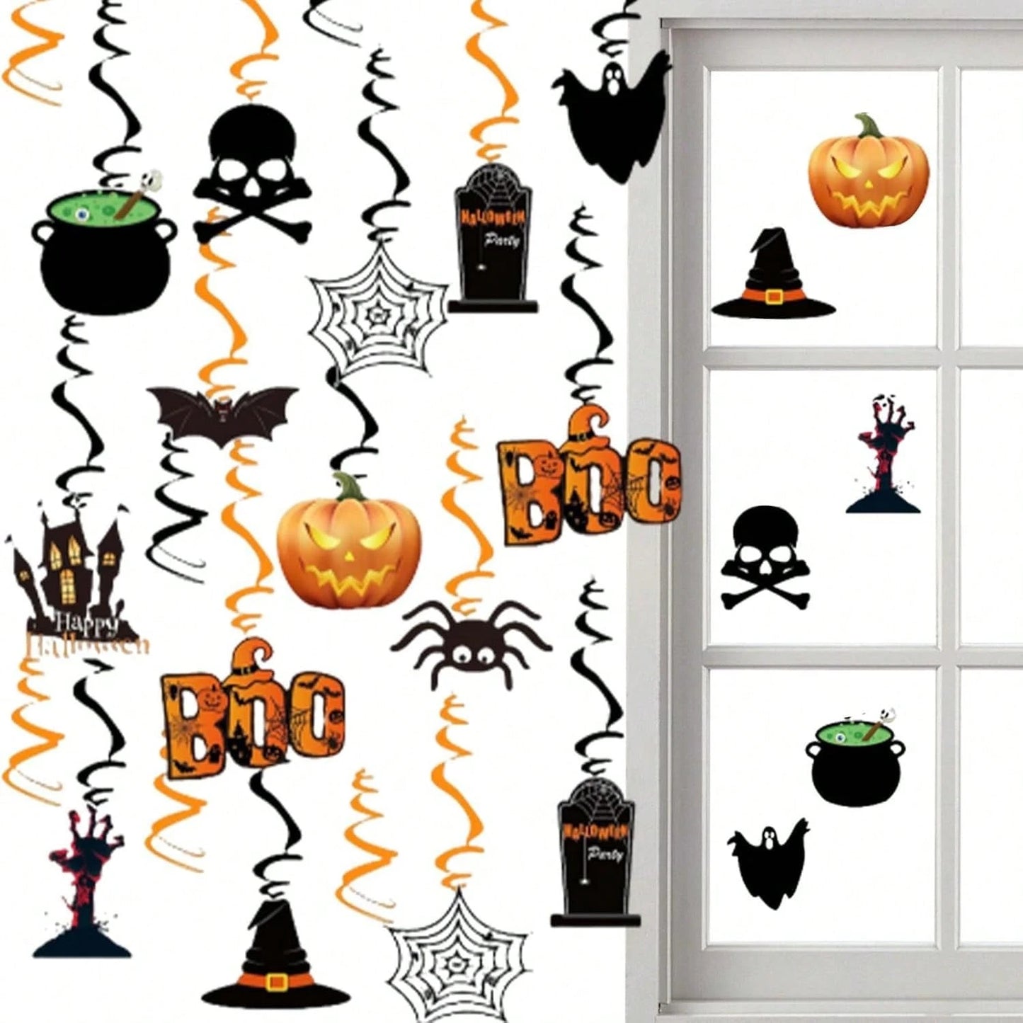 36 Pcs Halloween Hanging Swirl Decorations - Spooky Ceiling Decor