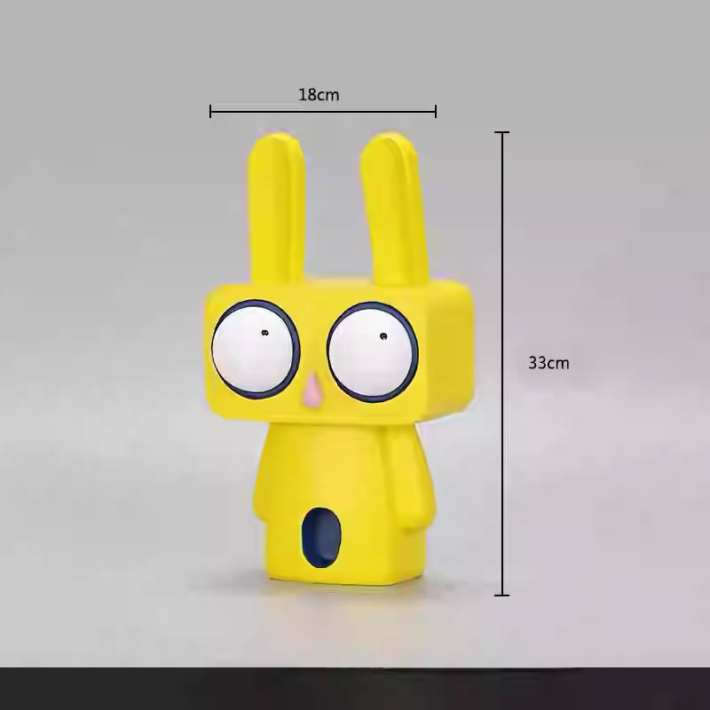 Large Rabbit Resin Ornament - Square Cartoon Desktop Decor