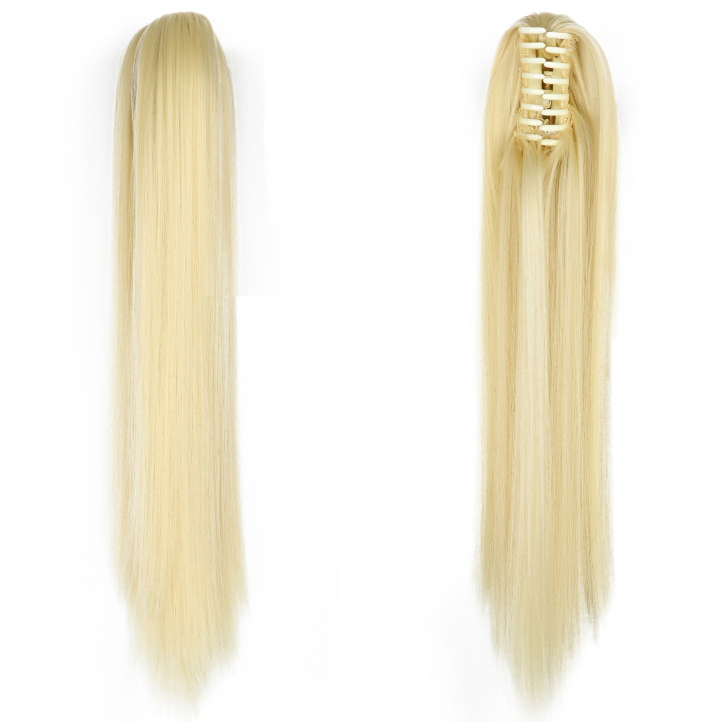 Long Straight Synthetic Wig with Ponytail Claw Clip - Chemical Fiber Hair Extension