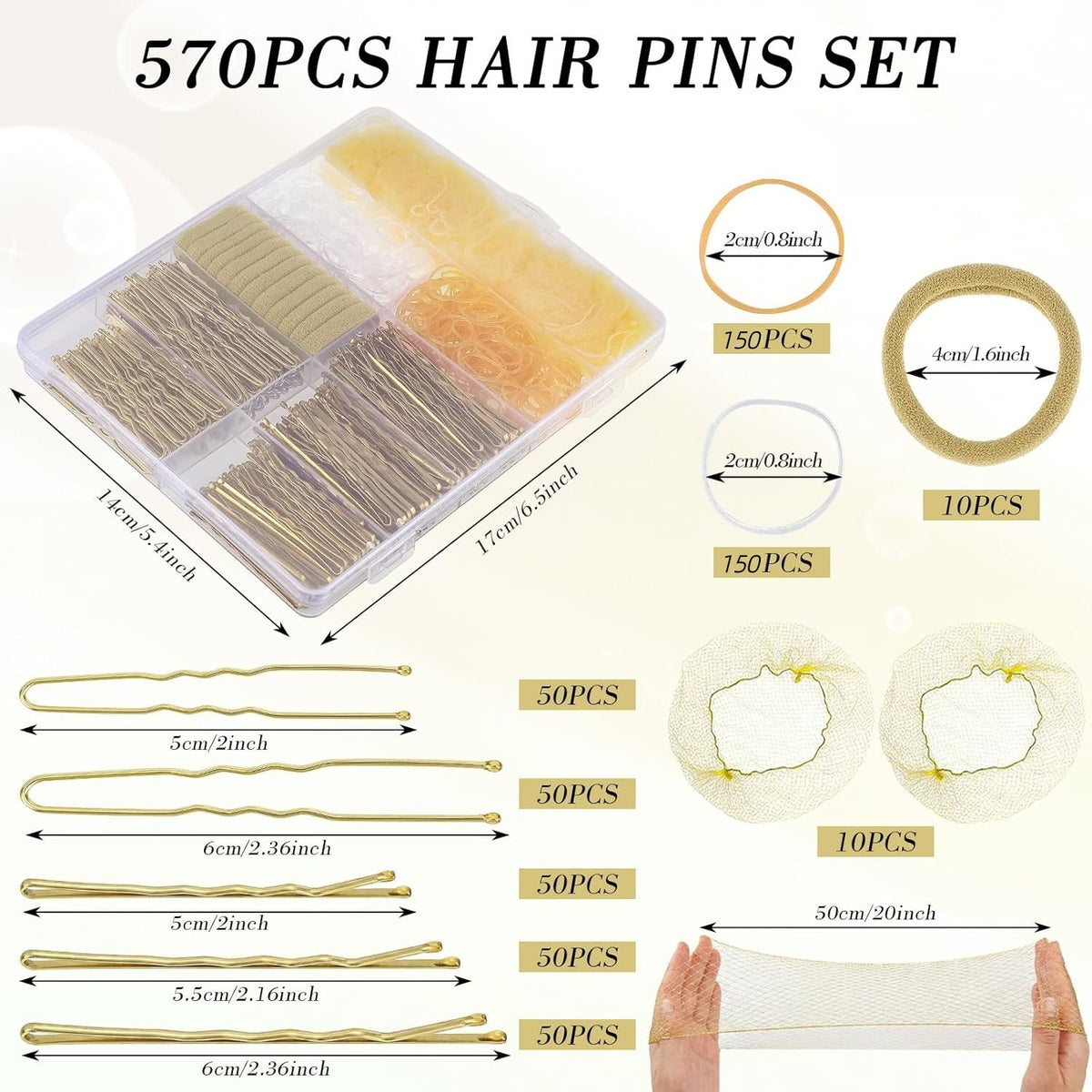 Metal Hair Clips & U-Shaped Pins Set - 1710 Pieces