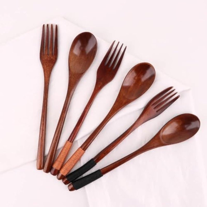 Wooden Dinnerware Set 3PCS Fork Chopsticks Spoon Portable Tableware