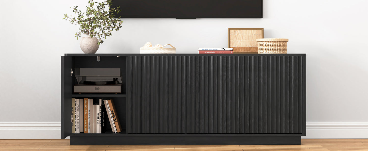 Buffet Storage Cabinet - 62.99" Wooden Sideboard with 4 Doors - Black