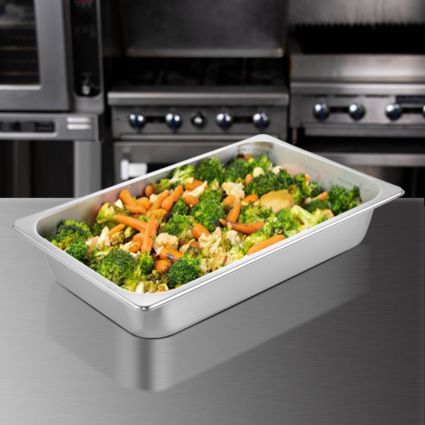 Full Size Stainless Steel Steam Table Pans - 6 Pack