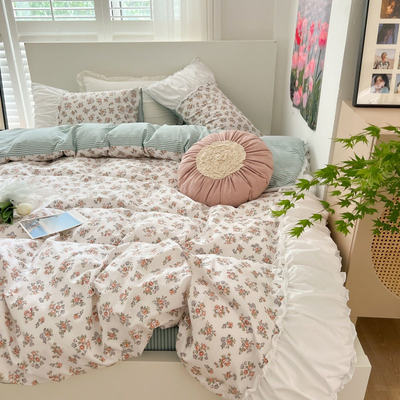 Pastoral Floral Bedding Set with Sheets and Pillowcases - Cotton Comfort