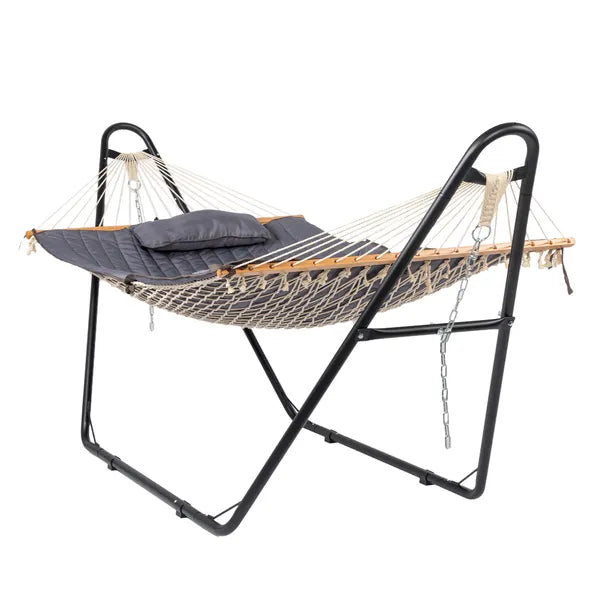 Hammock With Stand, Double-Barrel Bed, Heavy Duty Adjustable Set For