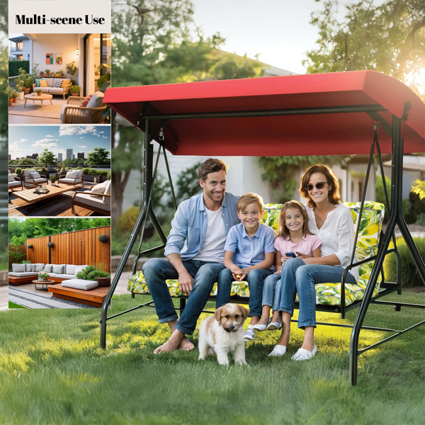 Outdoor Swing Cushions 63 Inch Waterproof 4-Inch Thick Replacement Seat with Backrest & Ties