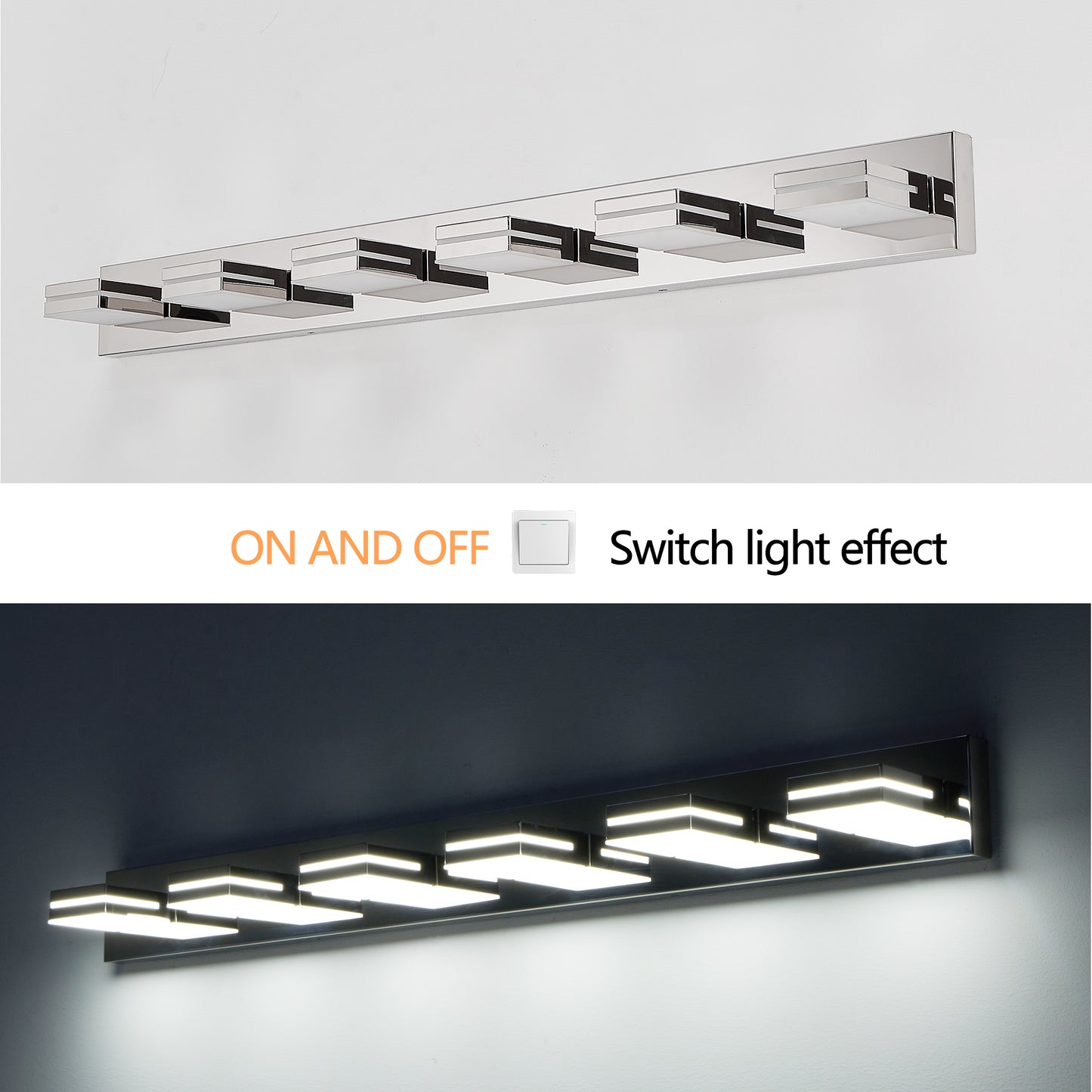 Modern Chrome LED Vanity Light - 6-Light Wall Sconce for Bathroom