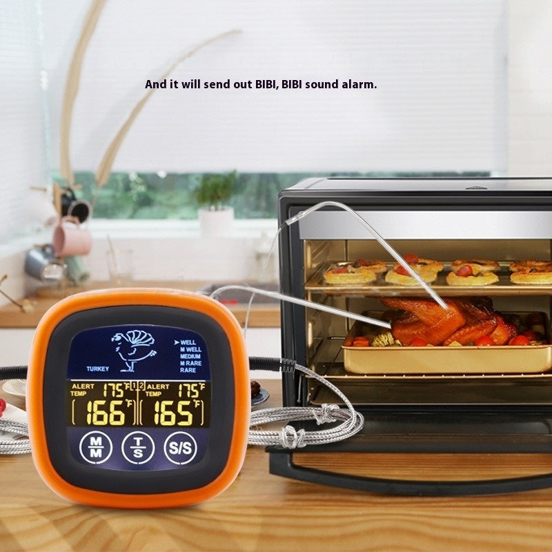 Digital Food Thermometer for Kitchen Oven Cooking - Orange