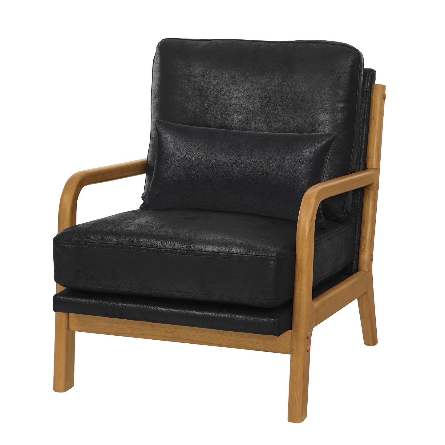 Mid-Century Modern Wooden Lounge Chair - Black
