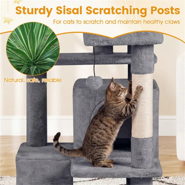 52-Inch Multi-Cat Tall Cat Tree Tower with Perches, Condos & Scratching Posts
