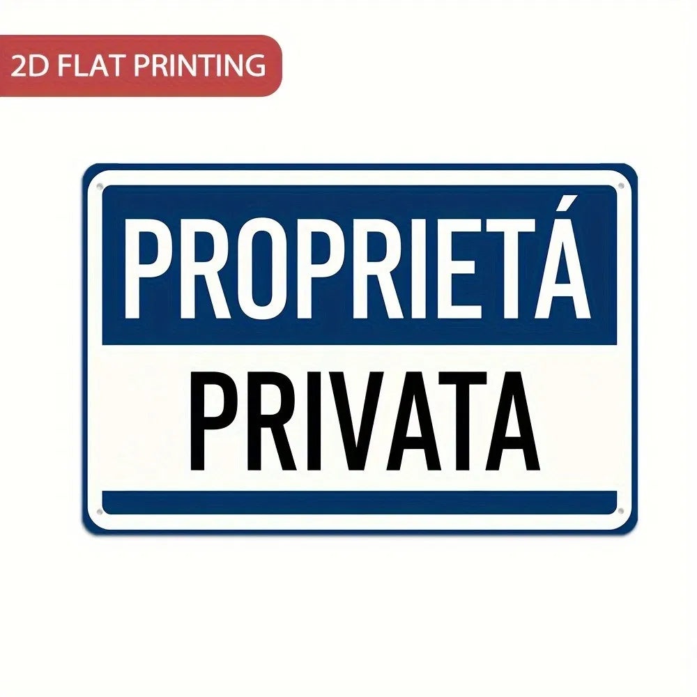 Vintage Italian No Trespassing Metal Sign - 8x12 Inches