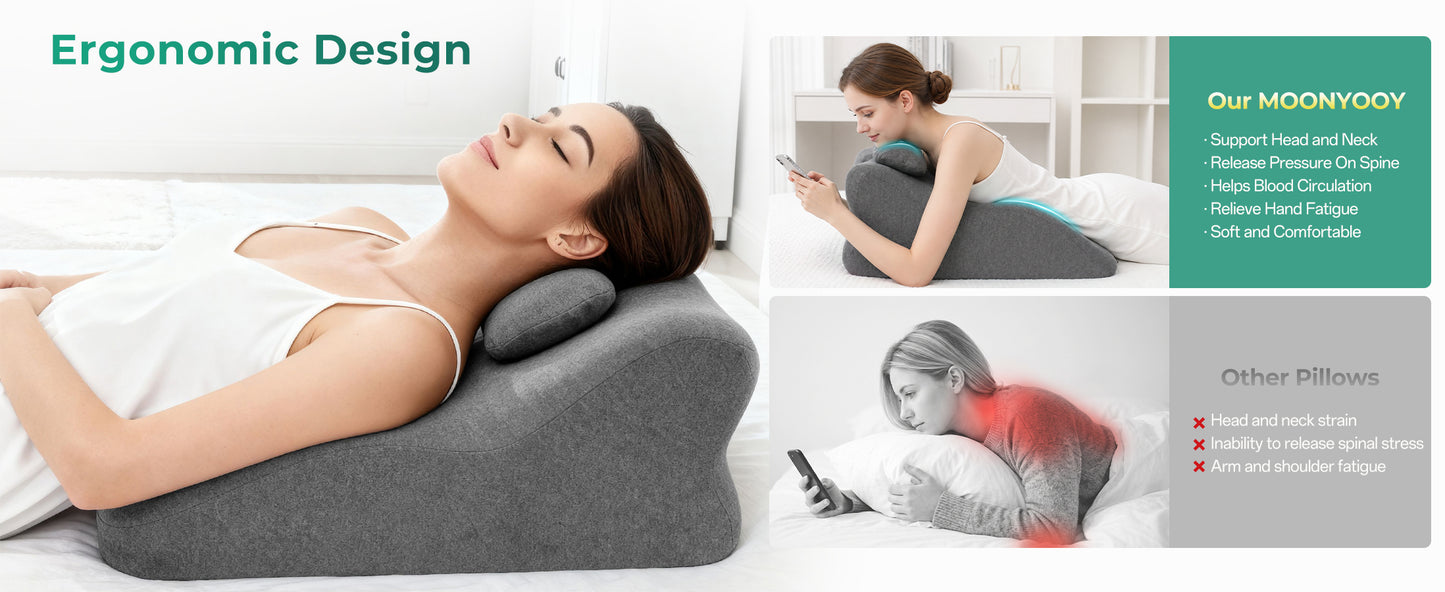 Ergonomic Spinal Posture Support Bed Pillow - Grey