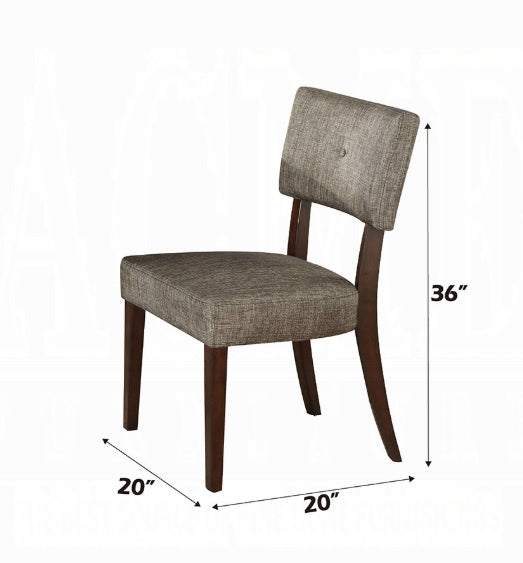 Gray Fabric Side Chair Set of 2 with Espresso Finish