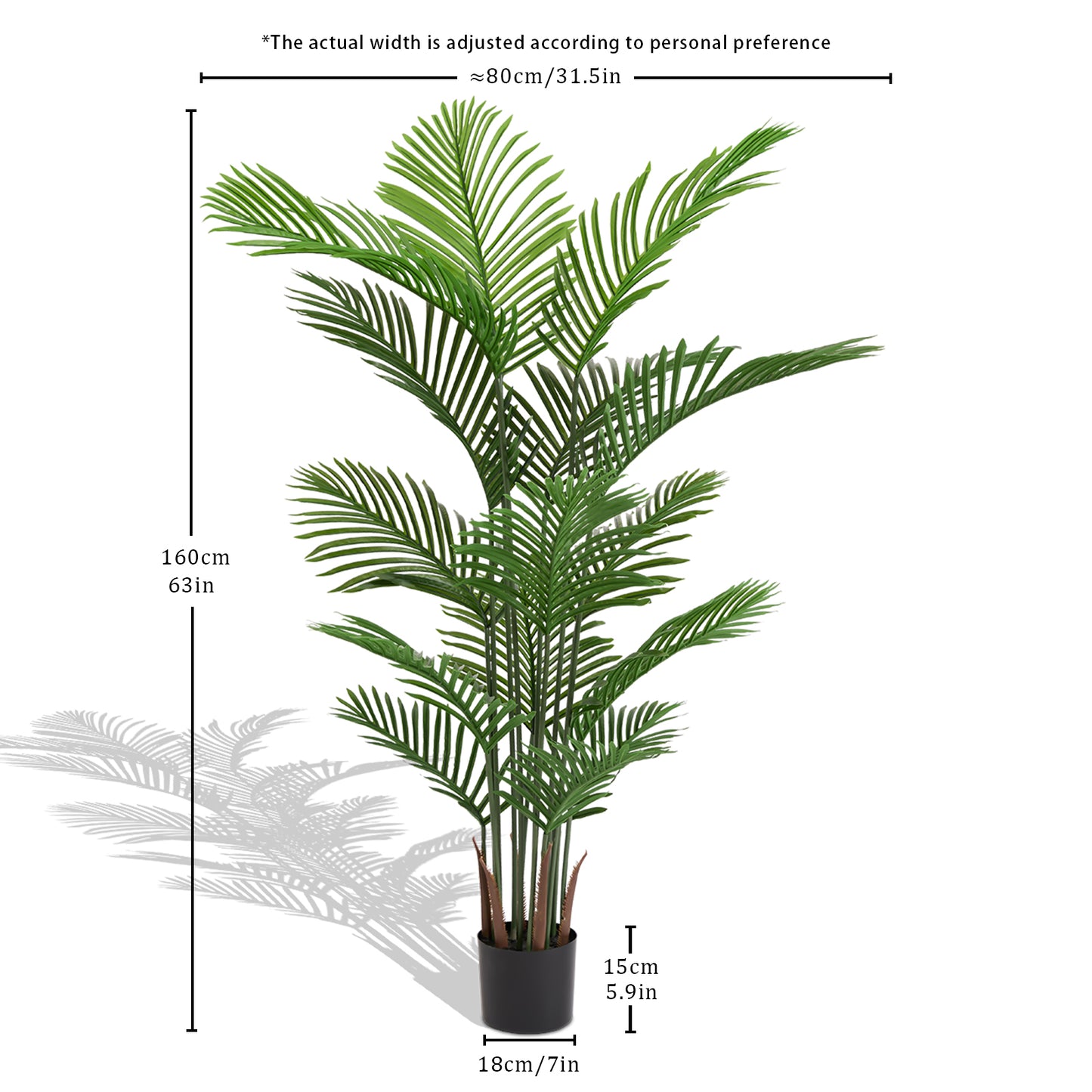 Artificial Areca Palm Tree - 5.2ft Faux Tropical Plant in Pot