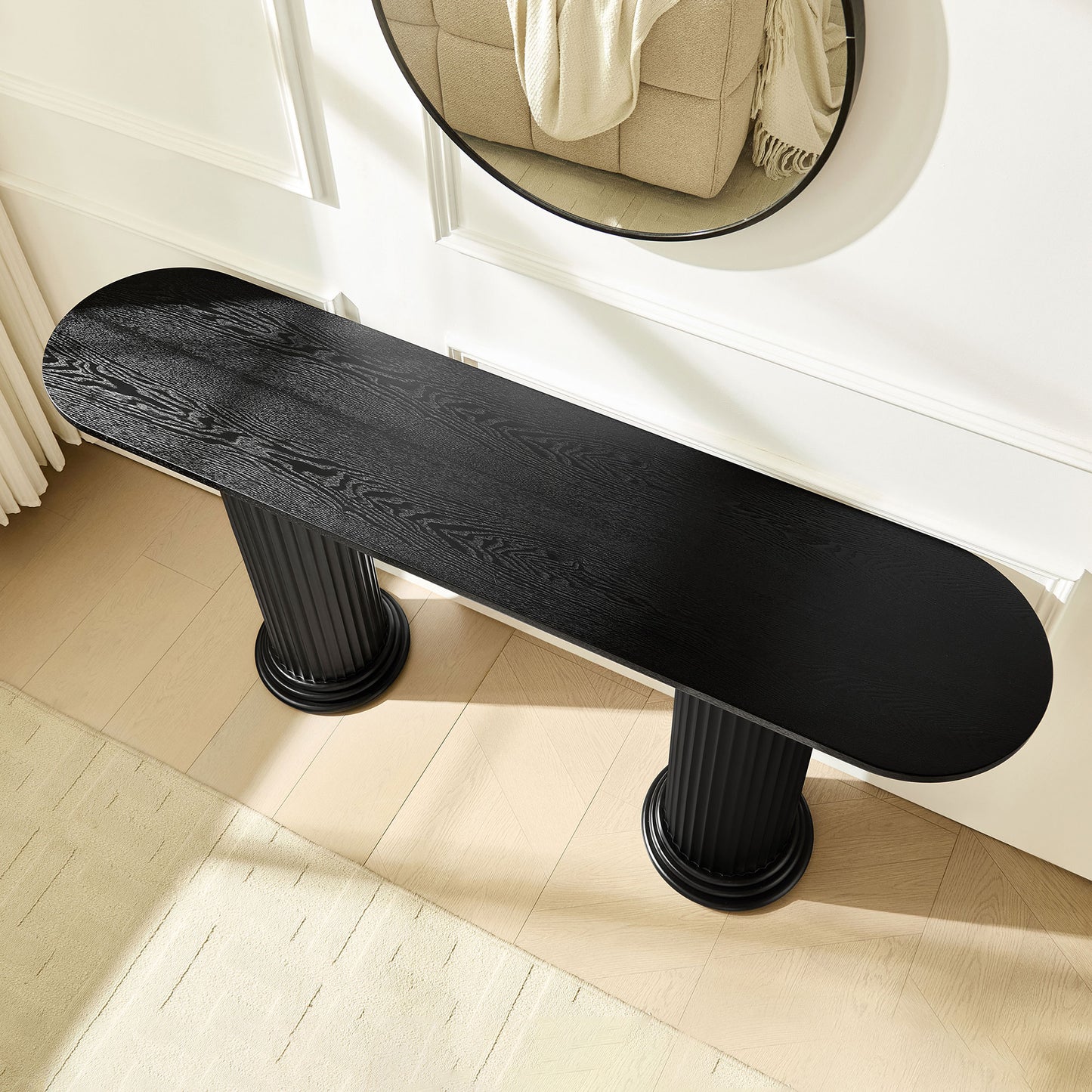 Modern Black Console Table with Roman-Style Legs - 62.99 Inch