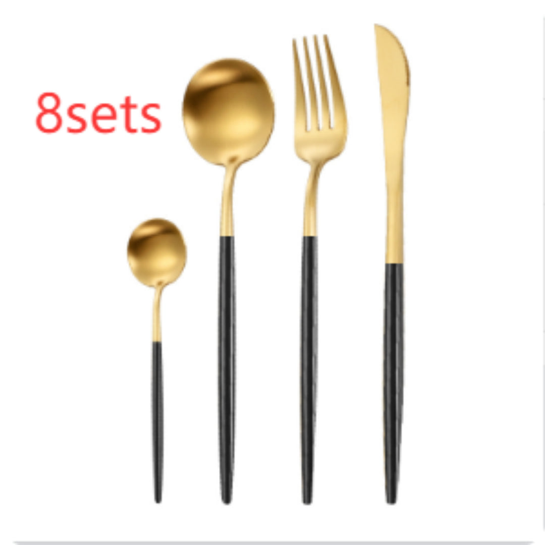 Stainless Steel Dinnerware Set - Thick Portuguese Cutlery, Silver Finish