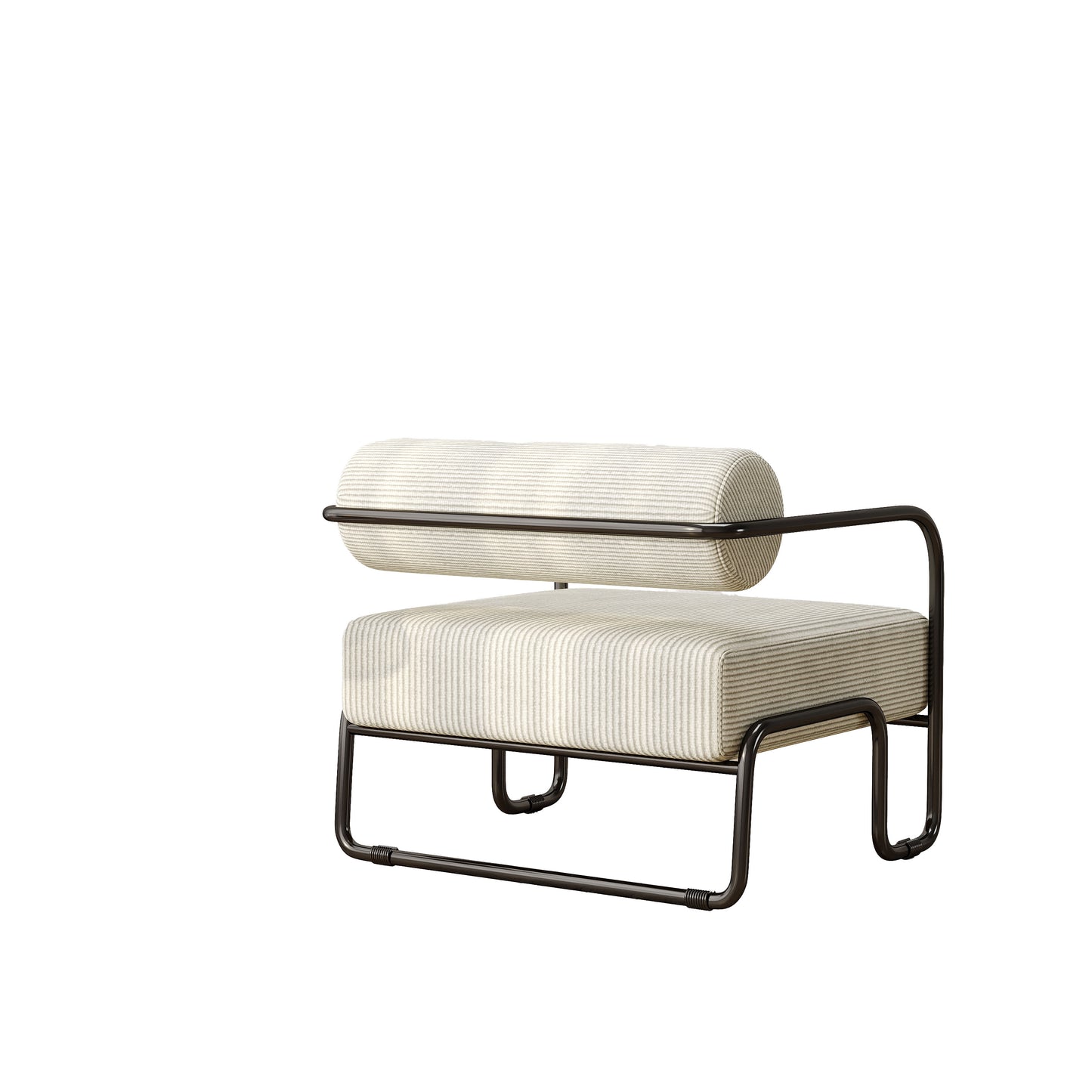 Beige Corduroy Lazy Sofa Chair with Iron Frame - Comfortable Seating